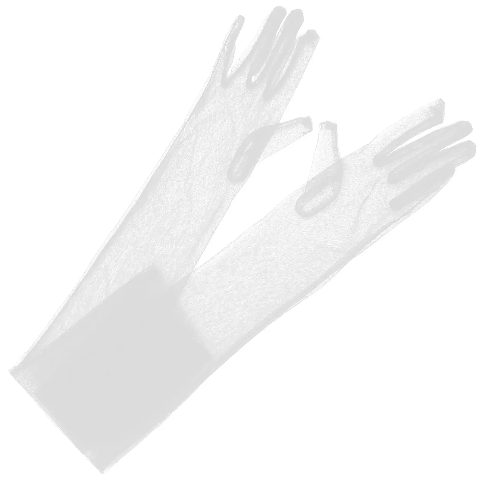 

Sheer Tulle Gloves White Long Wedding Bridal Mittens Women Formal Opera European American Lace Gloves for Bride