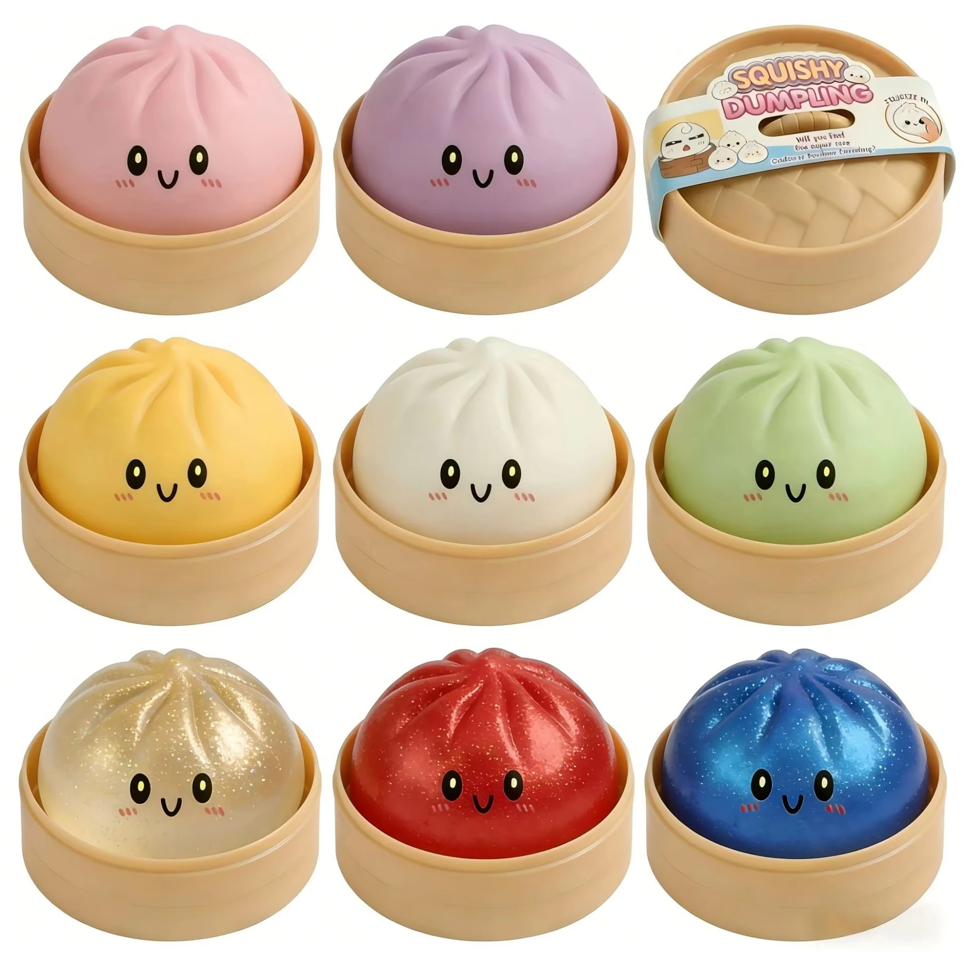 Simulated Dumpling Squishy Stress Ball Bun Toy Slow Rebound Fidget Toys Soft Pinch Stress Relief Squeeze Toys for Home Office