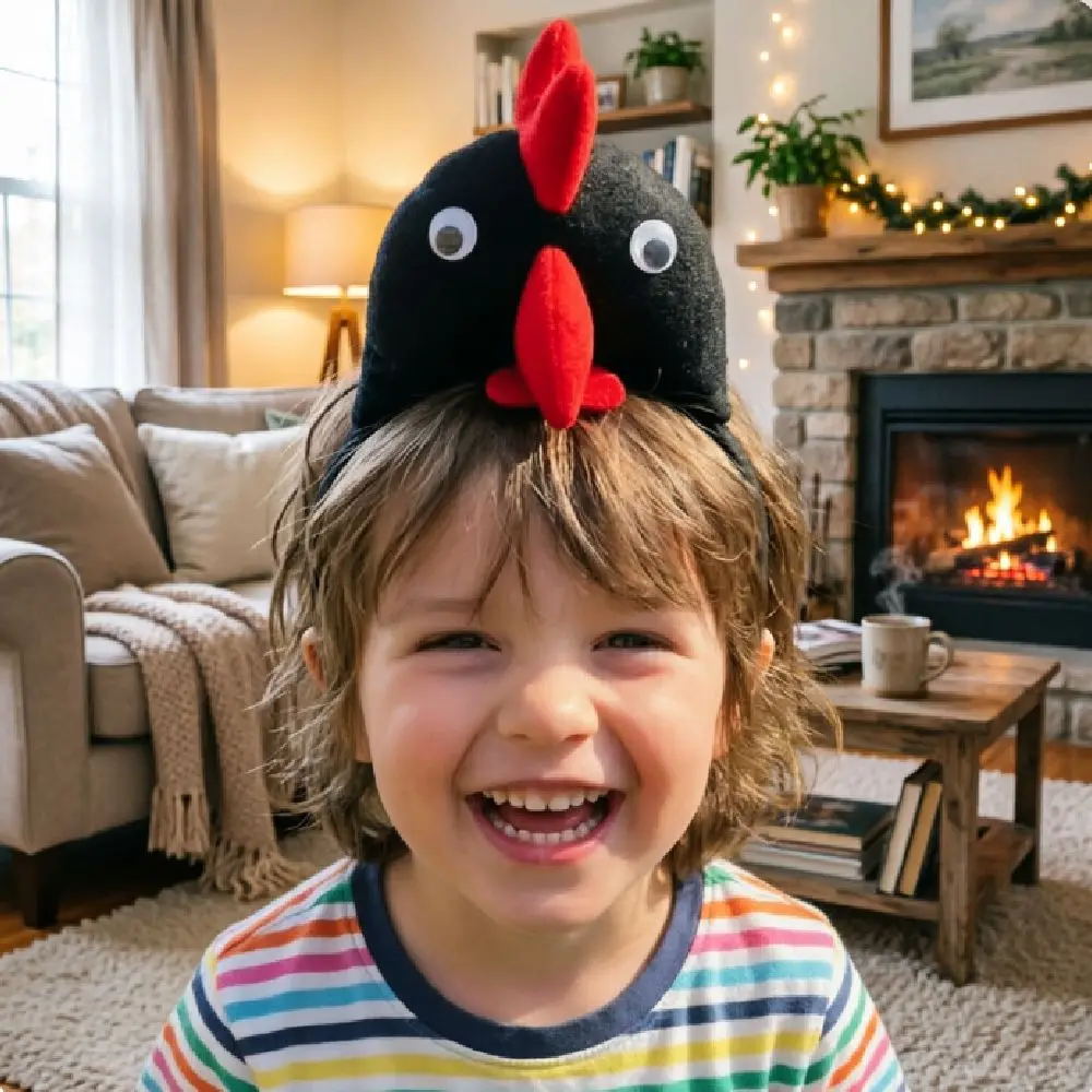 Decorative Cartoon Chicken Headband Funny 3D Animal Hair Accessories Cute Adorkable Bird Headpiece Carnival