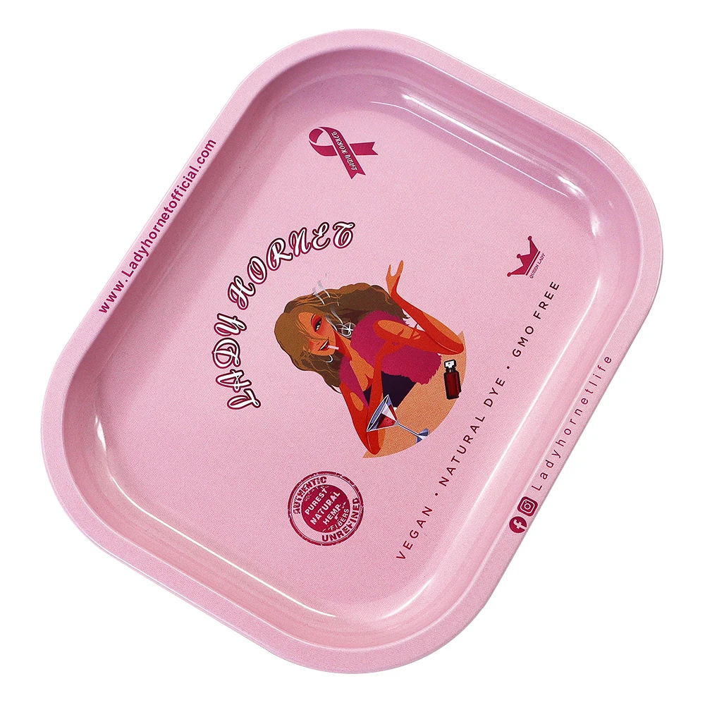 Lady Hornet Pink Aluminum Rolling Trays 140*180MM Matte Metal Rolling Tray