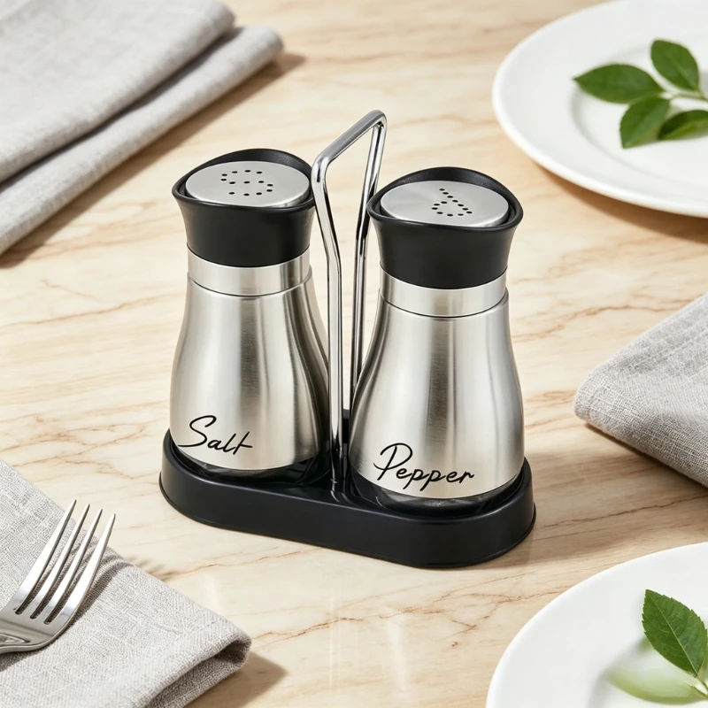 Juego de 2 botellas recargables para sal y pimienta, recipiente de vidrio para especias de 3,4 oz, almacenamiento de condimentos para cocina, hogar, restaurante, picnic