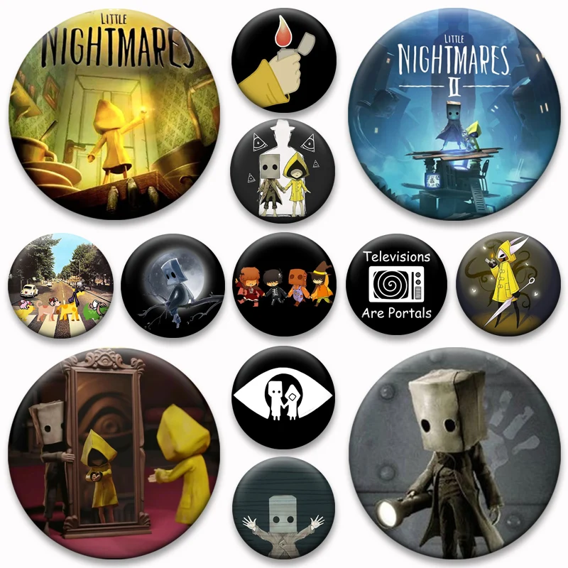 Cute Yellow Raincoat Cartoon Brooches Fashion Round Badge Game Anime Little Nightmares Button Pins for Backpack Accessorys Gifts