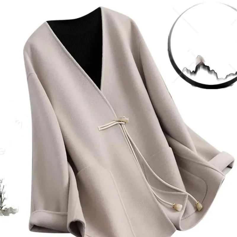 

Корейское женское однотонное короткое пальто, весенне-осенняя женская двусторонняя куртка с v-образным вырезом для отдыха, 2021, женские топы с длинными рукавами, верхняя одежда