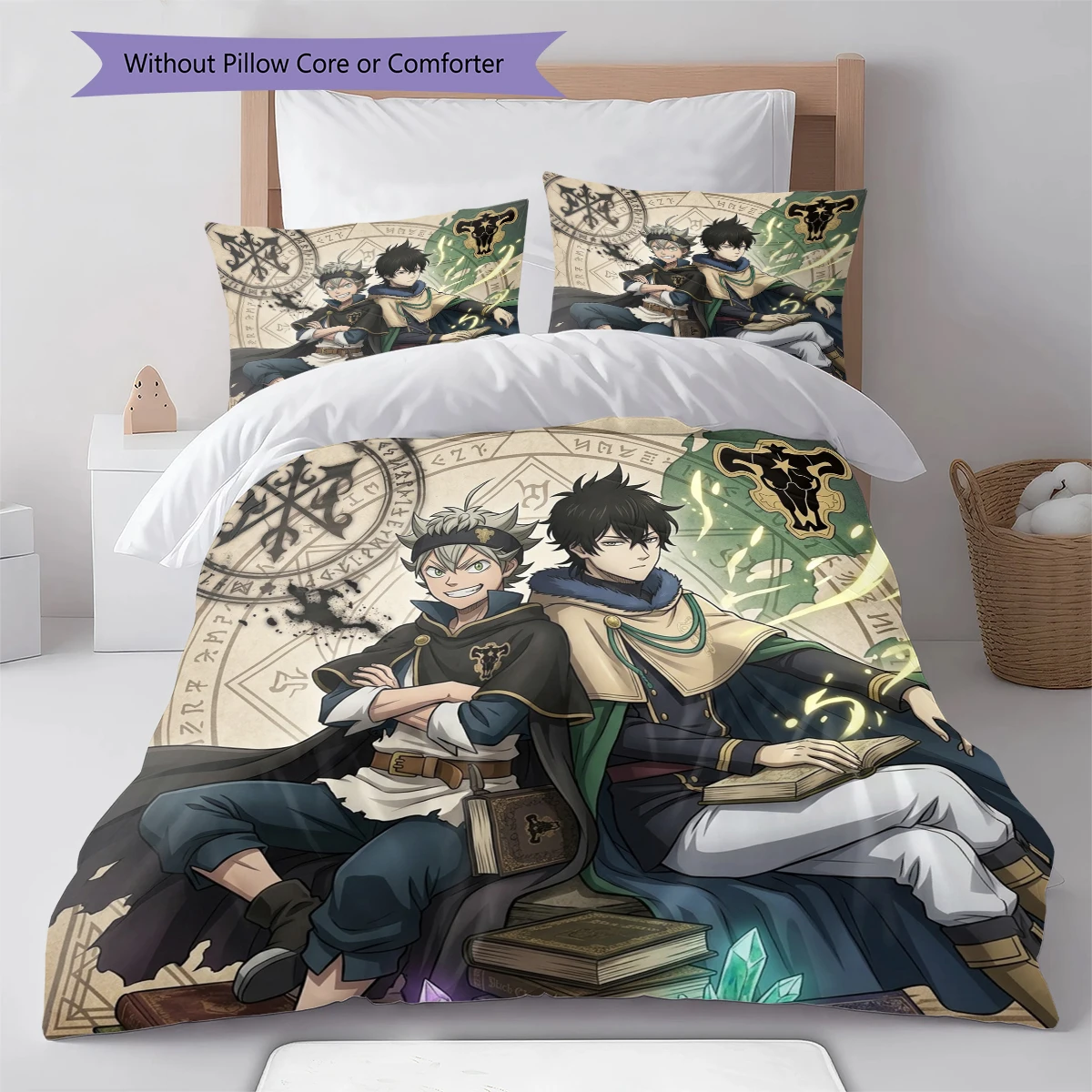 Black Clover Soft Comfortable Duvet Cover, Kids Bedding Set Gift,SizeMultiple Sizes -HE1