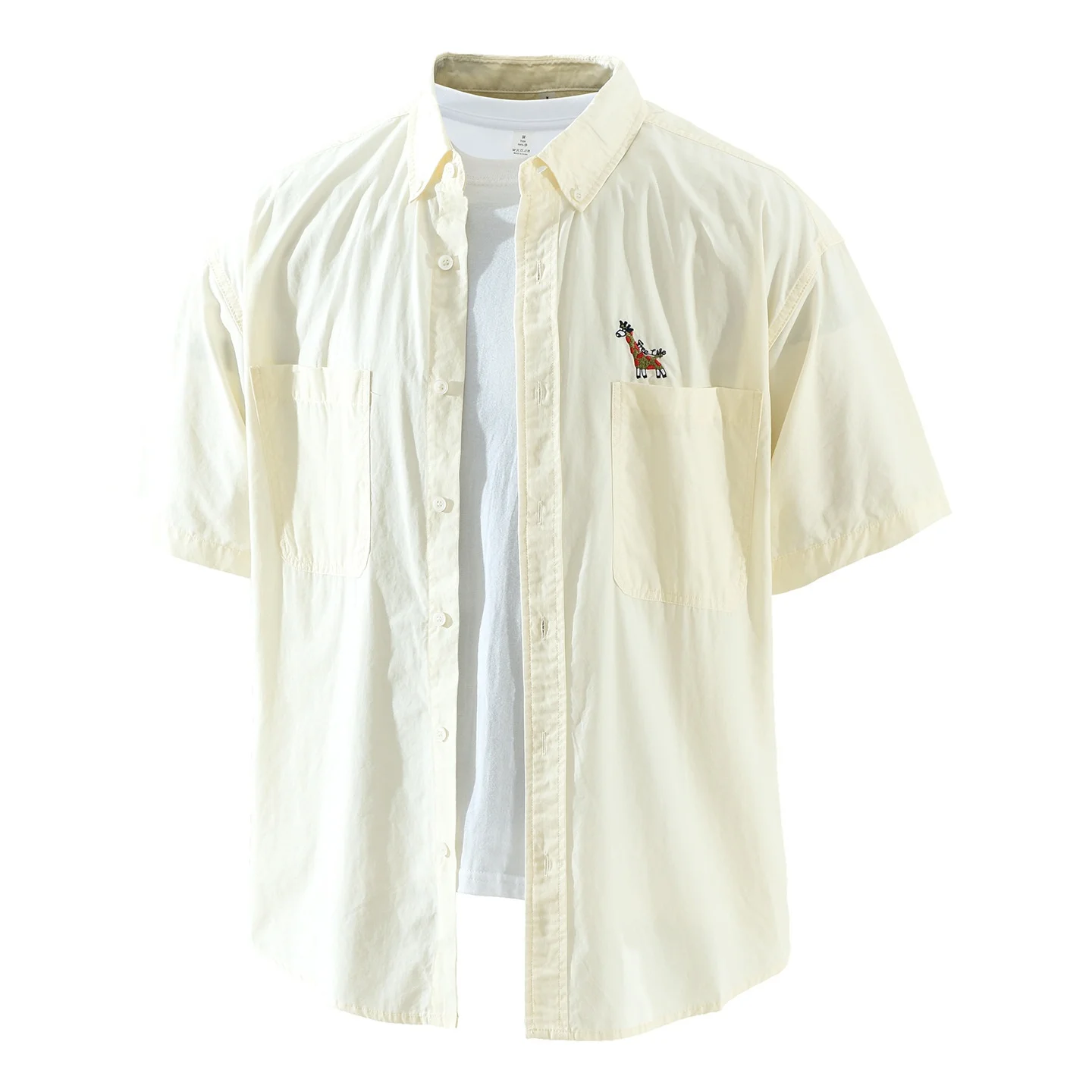 

Japanese Style Embroidered Short Sleeve Loose Casual Shirt Men's Fashionable All-Match Artistic Loose Top