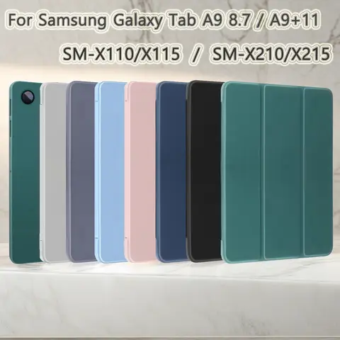Pour Samsung Galaxy Tab A9 8.7 (SM-X110 SM-X115) / A9 Plus 11 (SM-X210 SM-X215) coque en silicone souple couverture intelligente à rabat magnétique