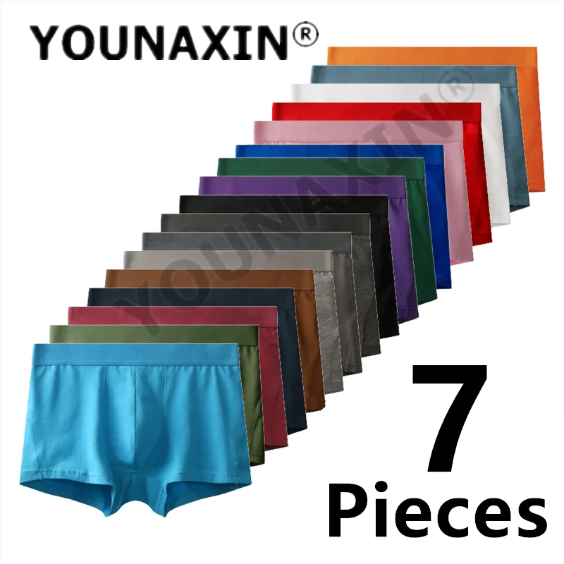

7 Pieces Big Size Men Underwear Cotton Boxer Briefs Soild Breathable Boxershorts Panties Boy Undies Asian Size M L XL XXL XXXL