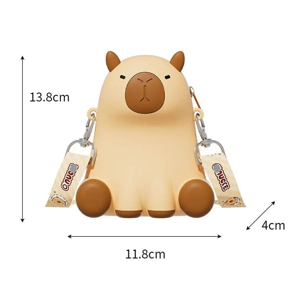 Trendy Cartoon Capybara Coin Purse Sitting Posture Silicone Shoulder Bag 3D Crossbody Bag Children