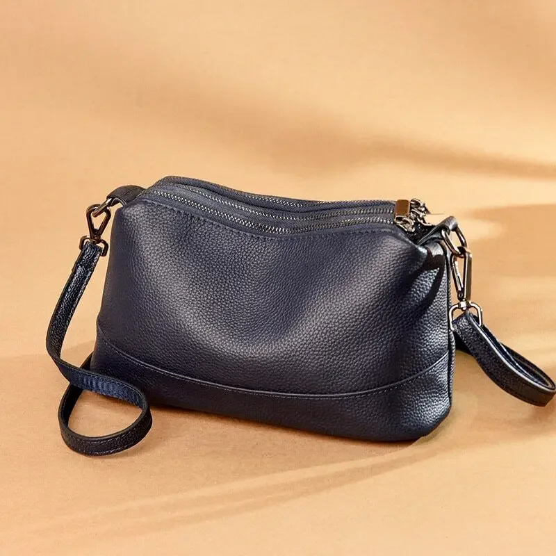 Bolso cruzado de piel de vaca 2023 suave para mujer, bandolera 100% de cuero genuino