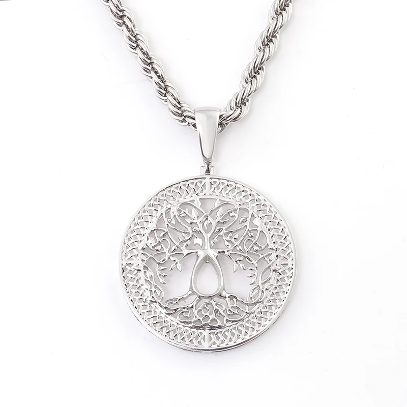 Provence Diamond Setting with GRA Certified Solid 18/14/10K White Gold Life Tree Pendant Hiphop Jewelry Trendy Anniversary Gift