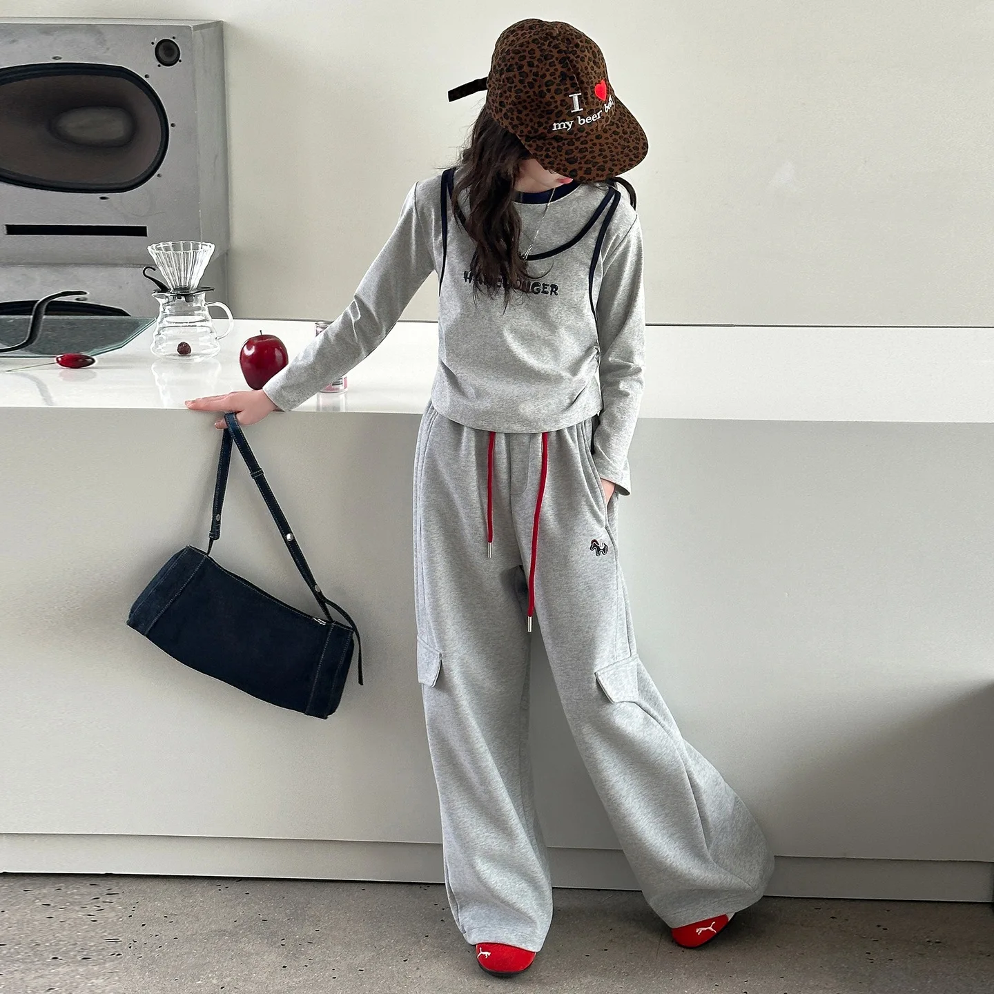2026 Autumn Winter Teenager Clothes Children Set Striped Sweatshirt Patchwork Top + Wide Leg Pant Tracksuit 4 To 10 12 14 Years