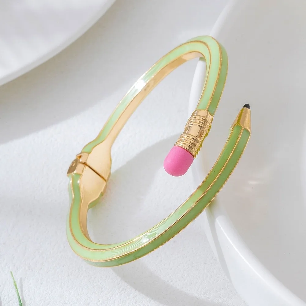 Stylish Trendy Pencil Bangle Unique Open Cross Enamel Bracelet Shiny Glitter Mix Match Fashion Cuff Bracelet Daily