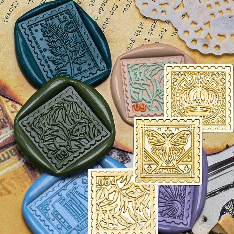 Stamp Series Hot Lacquer Seal Copper Head Flat Layer Engraving Retro Literary Hand Account Envelope Seal Gift Decoration