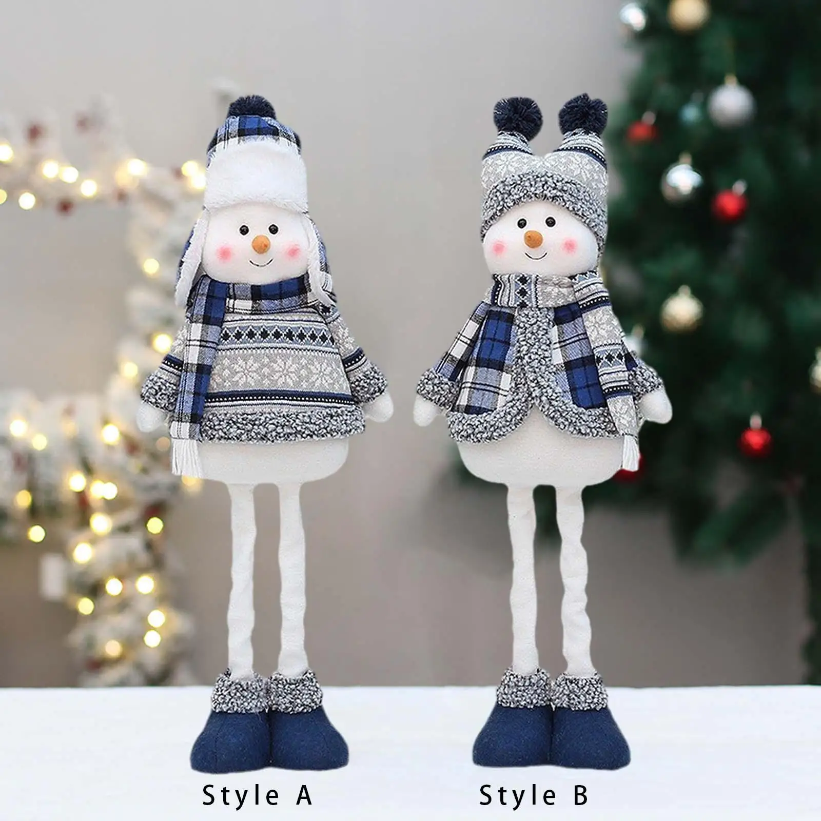 Stretchable Christmas Doll Stretch Legs Standing Christmas Figurine for Festival Desktop Bedroom Season Decorations