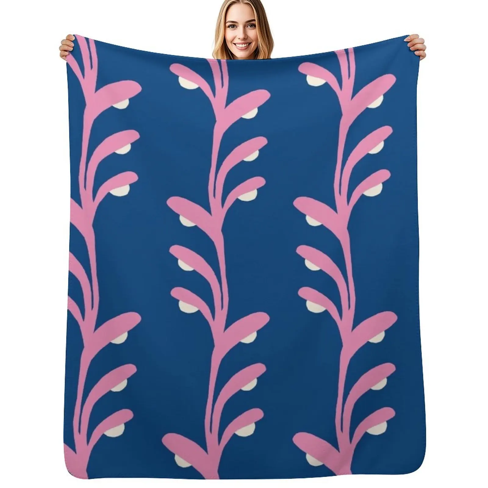 

algae and pearls (blue, pink) Throw Blanket Year Round Soft Comfortable Blanket for Home
