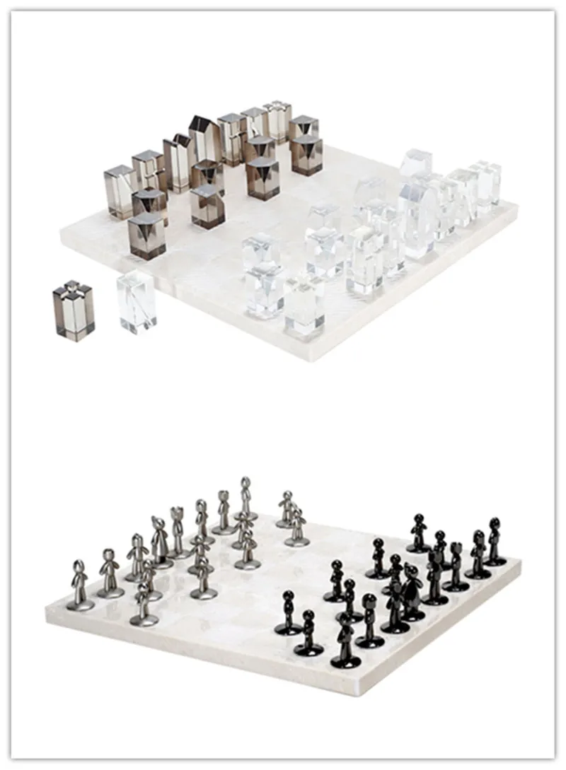 

High end marble chess board decorations, home model rooms, living room decorations, chess pieces