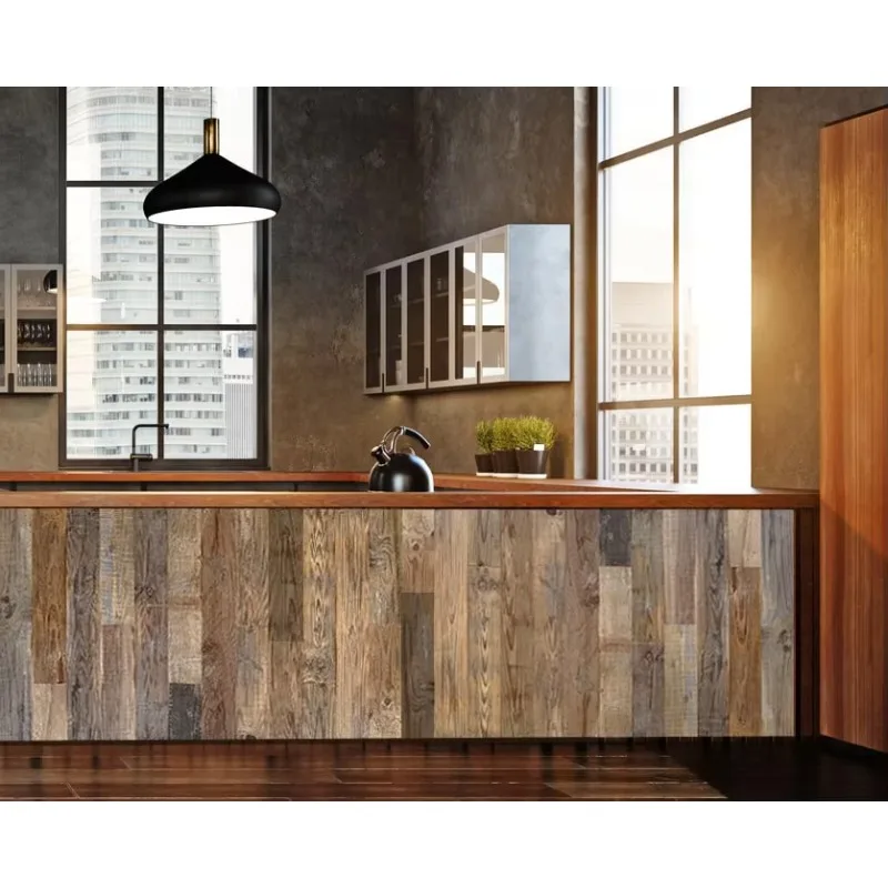 

Самоклеящиеся декоративные панели из переработанного дерева для гостиной