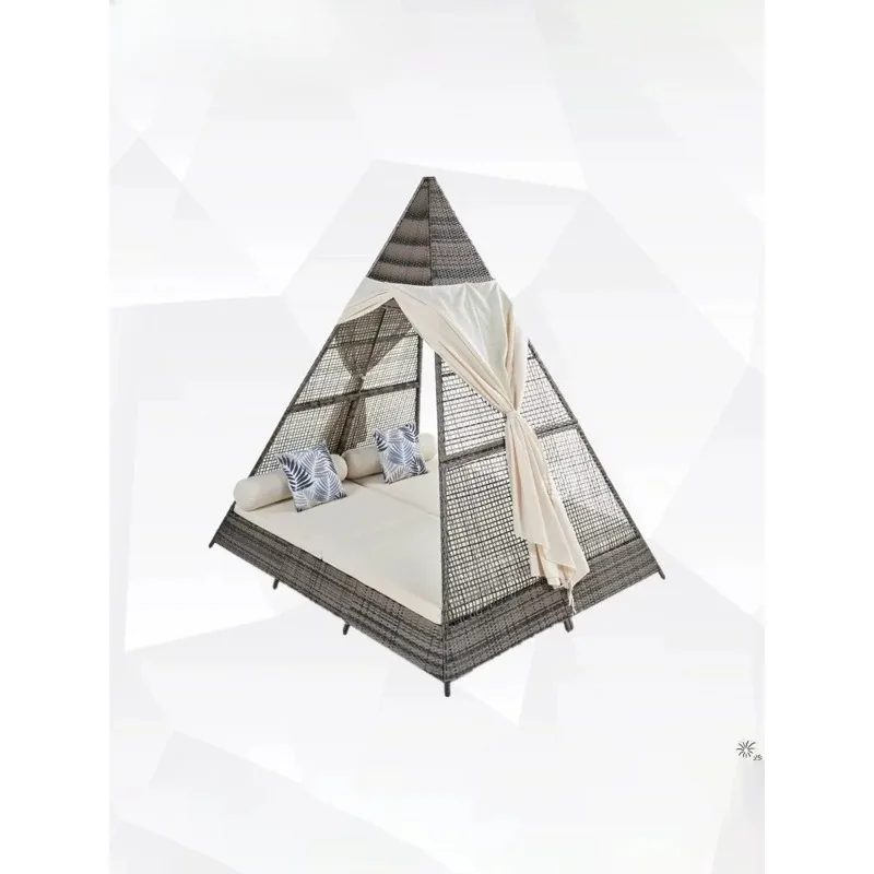 Outdoor leisure lounge chair courtyard creative rattan sofa scenic hotel triangular tent bed shading
