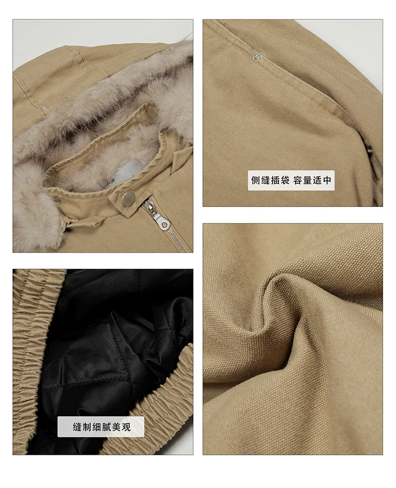 LUZHEN 2025 شتاء جديد موضة فو الفراء مقنعين وسادة مبطنة الرجال العصرية عالية الجودة بلون وسيم سترة الملابس JY5099