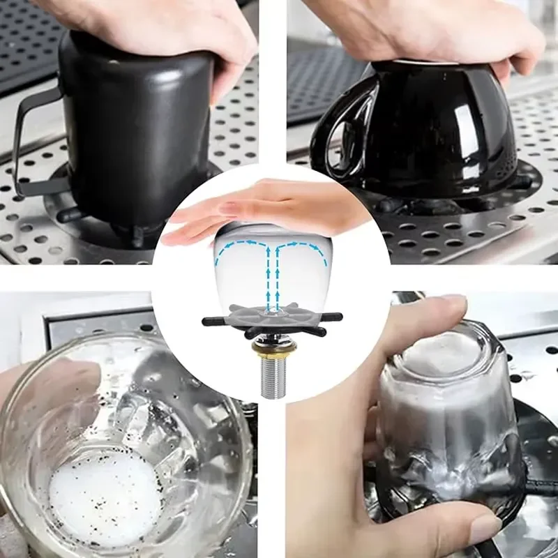 Commercial Silver Glass Rinser Sink with Side Spray and Drip Tray for Coffee Shop Bar Household Kitchen Drainage System