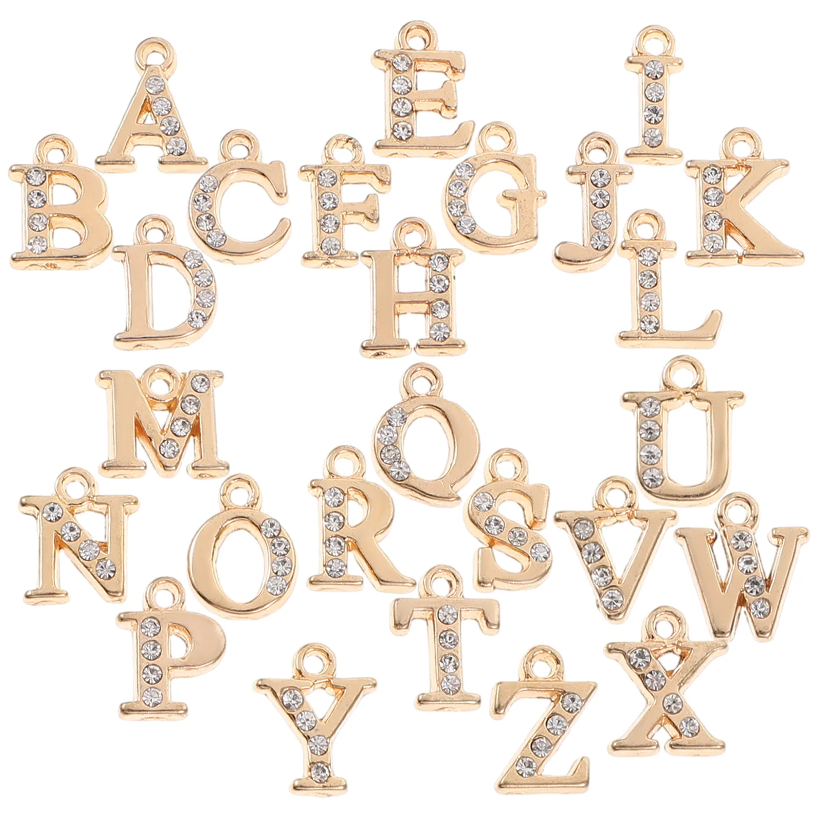 26 Pcs Alloy Diamond Letter Pendant DIY Jewelry Accessories (white K Color) Making Charms Supplies Rhinestone Small Fine