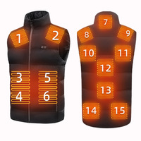 15 Aera Heated Vest USB Dual Control Electric Heated Vest Winter Smart Heating Vest For Fishing Hiking Warm Jacket Waistcoat