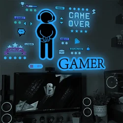 Luminous Gamer Stickers Boy Gaming Room Decor Fluorescent Sticker For Controls Gamer Setup Decoration Pegatinas Gamer Luminosas
