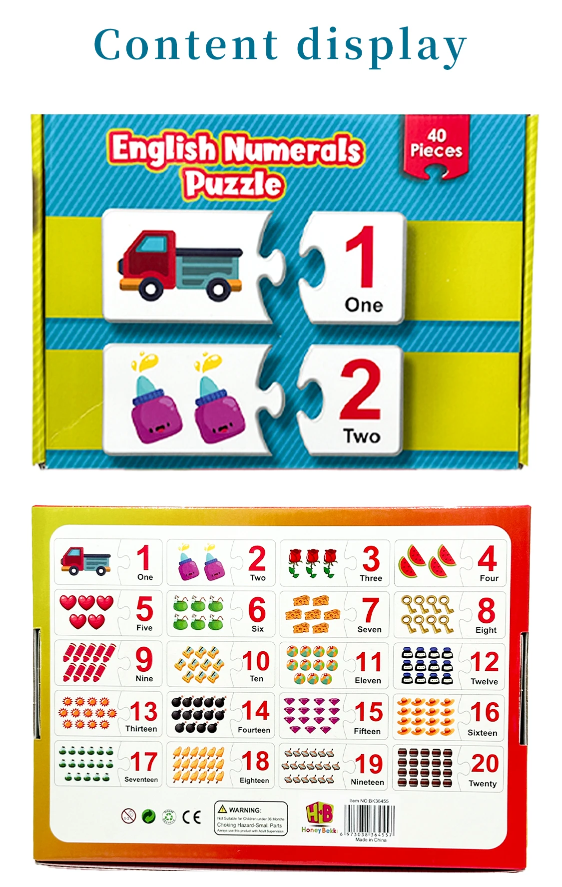 Toddler Number Counting Matching Puzzle Cards Preschool Math Early Enlightenment Educational Gift for Boys Girls