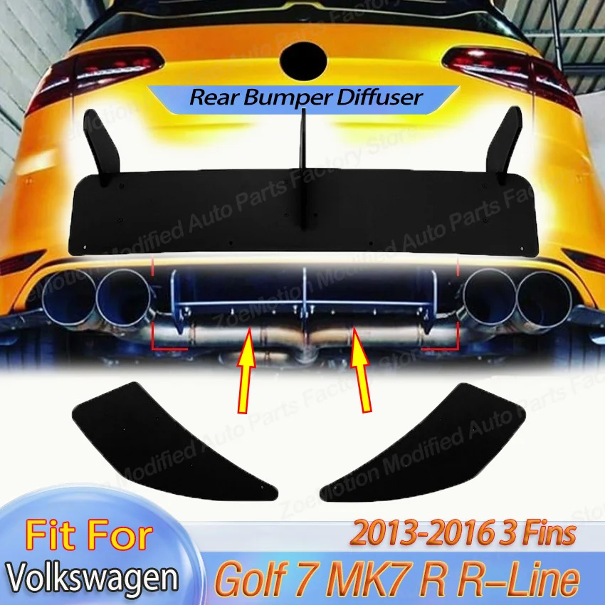 

3 накладки-диффузоры на задний бампер для VW Volkswagen Golf 7 MK7 R R-Line 2013-2016, сплиттеры, обвесы