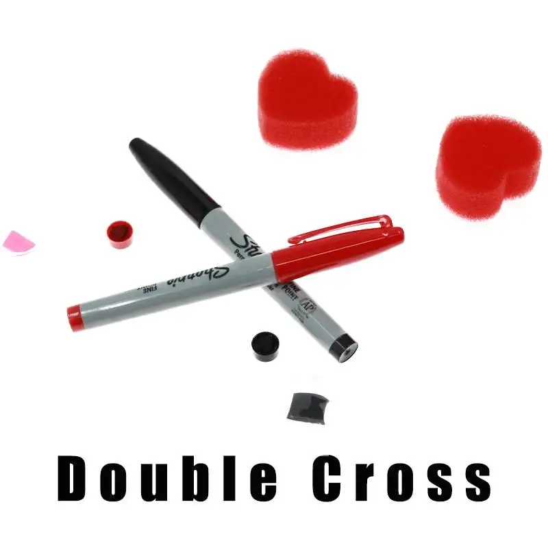 Double Cross 3.0 Ultra Pen von Mark Southworth Gimmick Requisiten (1 x + 1 Herzstempel) Zaubertricks Nahaufnahme Illusionen Mentalismus