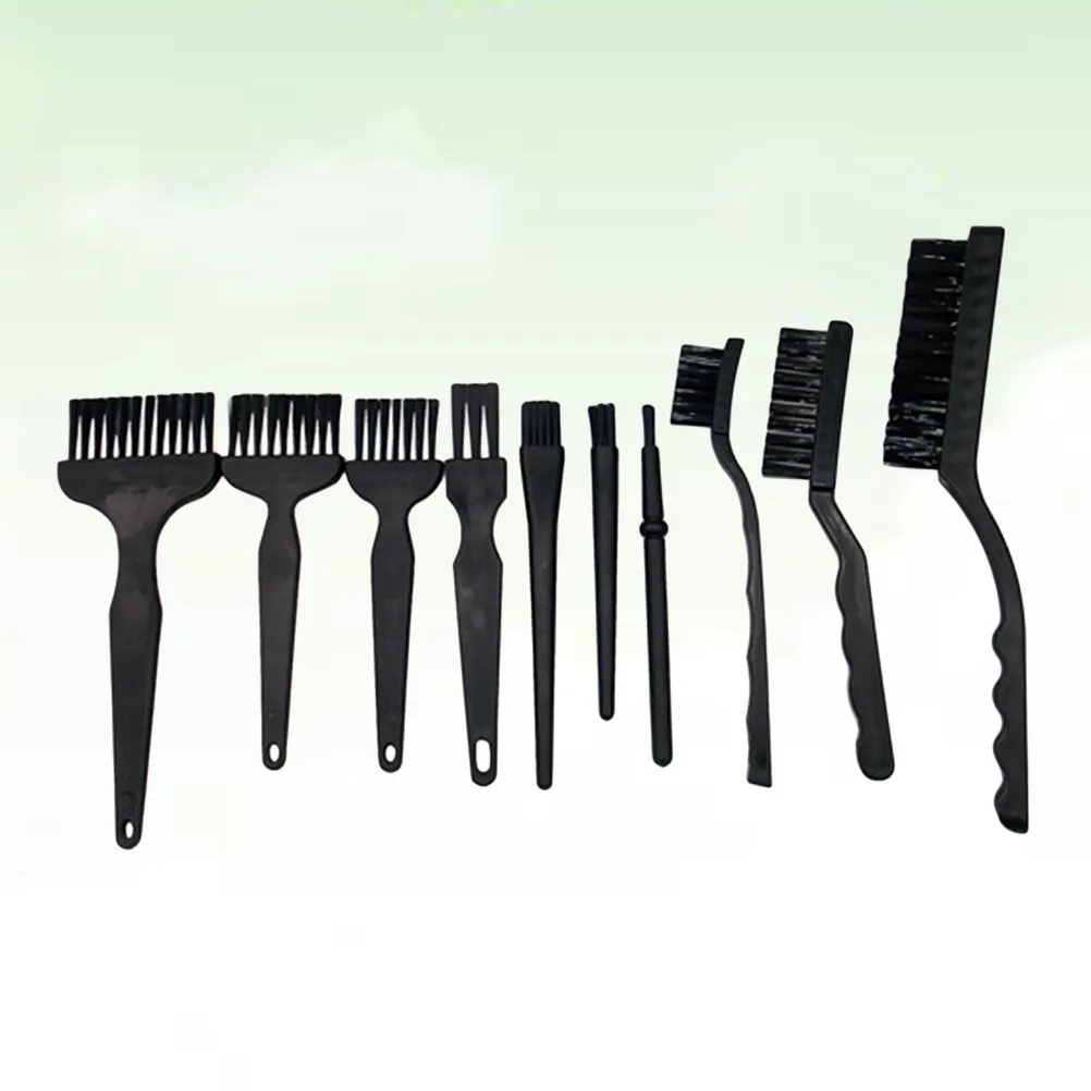 10 in 1 Anti Static Brush Set Black Portable Nylon Keyboard Computer Cleaning Kit for Small Hard to Reach Spaces Dust Removal