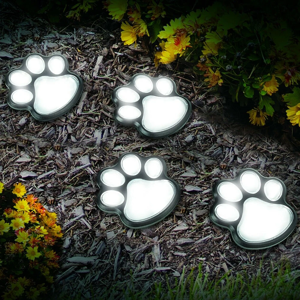 K-STAR Outdoor Lamp Path Landscape Decorative LED Exterior Garden Solar Powered Solar Power Bear Paw Animal Prints Lights 2024