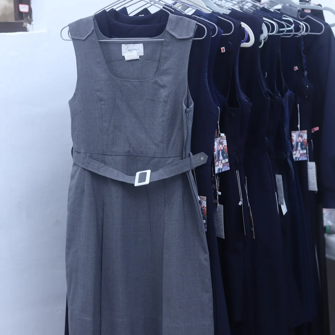 

Japanese Style Uniform Plaid JK School Uniform Skirt Vest Dress Pure Color Versatile Autumn Spring Seasonal Mid-Length Skirt