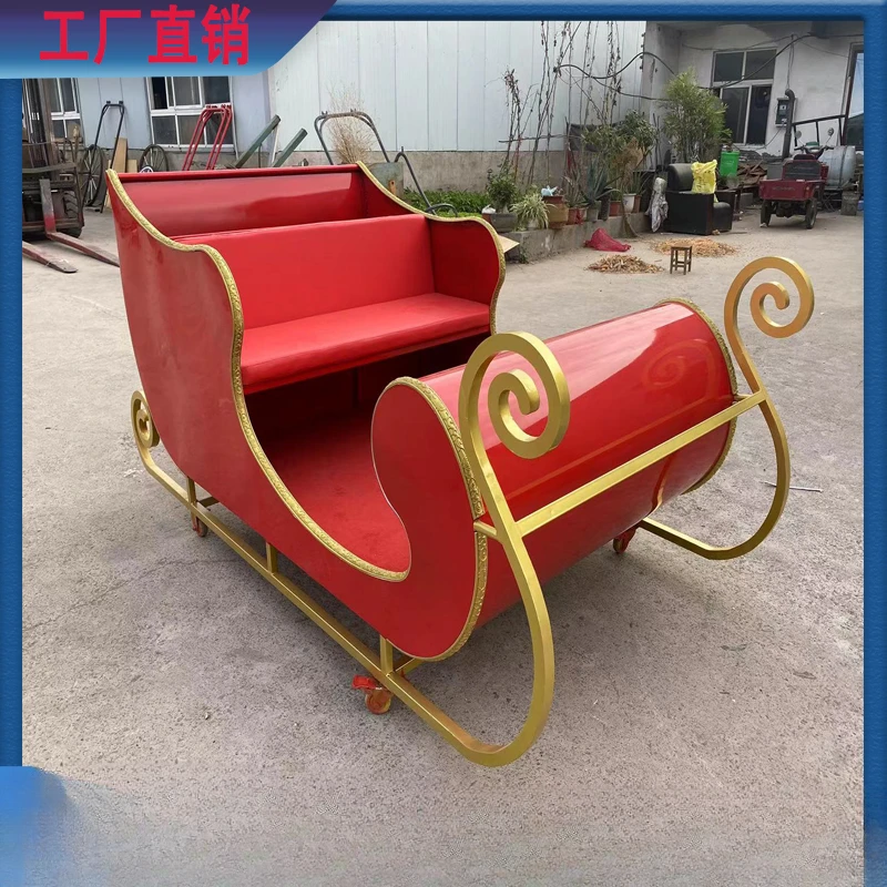 Sleigh imitation carriage Santa Claus landscape beautiful  modeling scenic spot sightseeing tour wrought iron  sheep pull dog