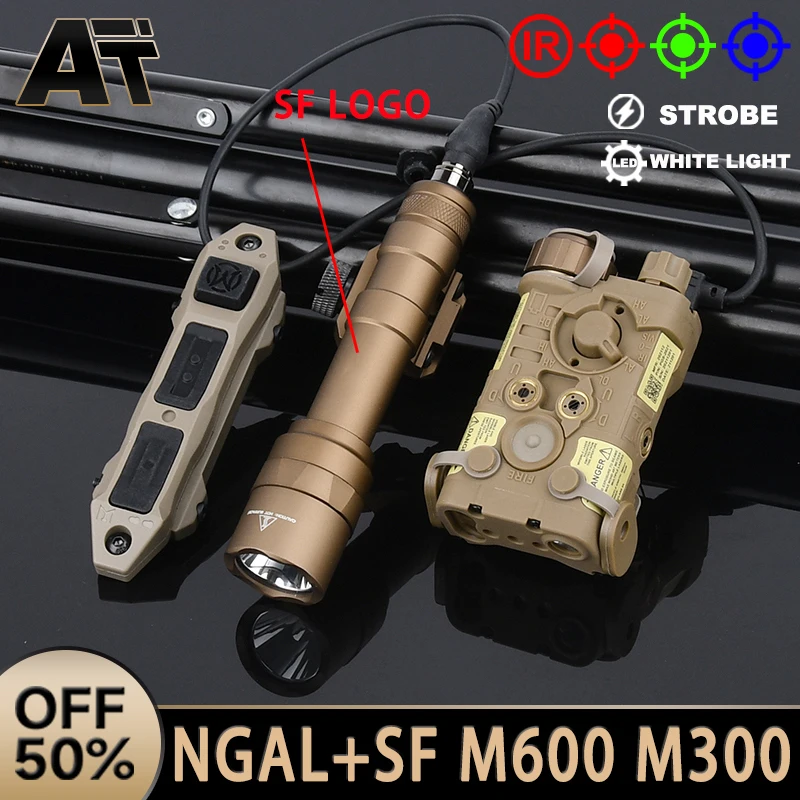 

WADSN SF Surefir M600U M300A Hunting Flashlight NGAL Red Green Blue IR Dot White Strobe Light Dual Function Switch Scout Lamp