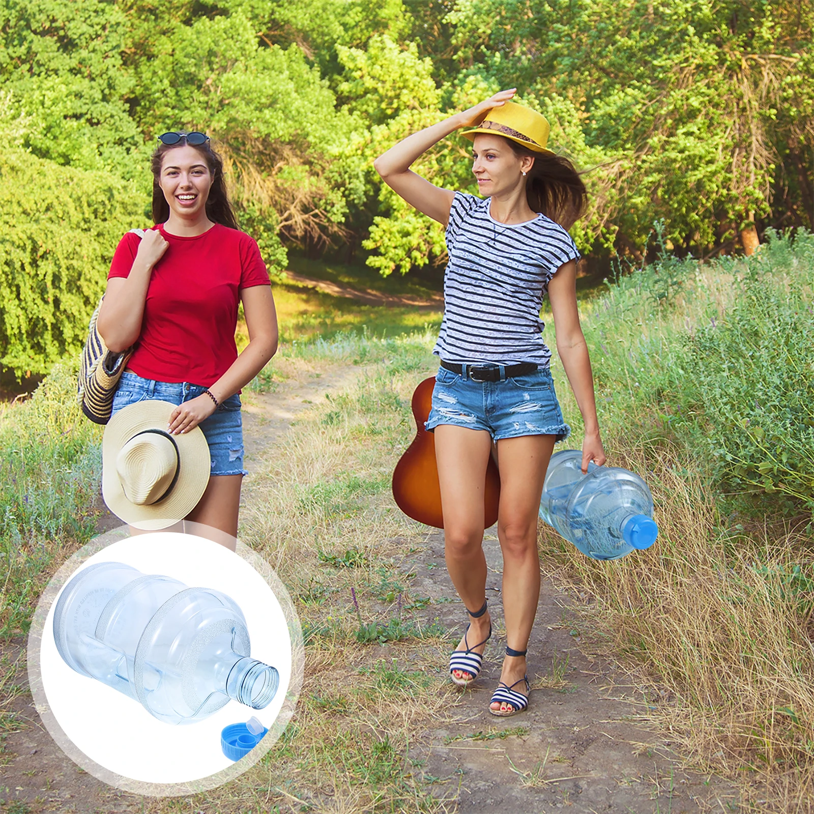 

5L Water Bottle Mineral Pc Storage Tub Sealed Leakproof With Handle Portable For Dispenser Reusable Container Barrel Bucket For