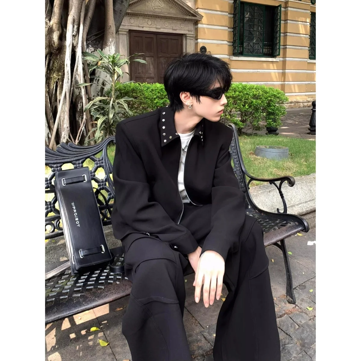 

Металлическая накладка на плечо с заклепками, мужская ор Jaet Bla, полиэфирная ткань, осень-зима, молодежная верхняя одежда Faion Sensation Stand Fit