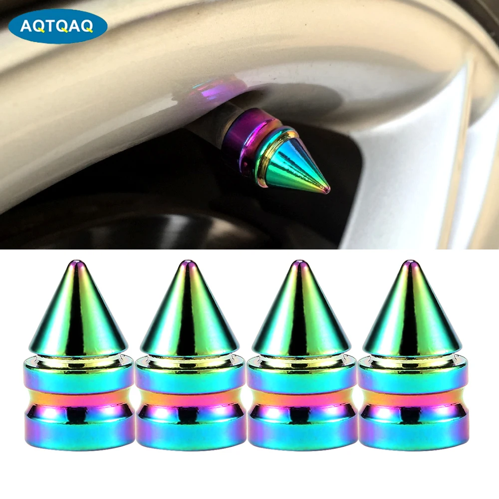 

4Pcs/Set Aluminum Colorful Spike Design Tire Valve Cap,Bike Tyre Universal Wheel Valve Stem Air Dust-Proof