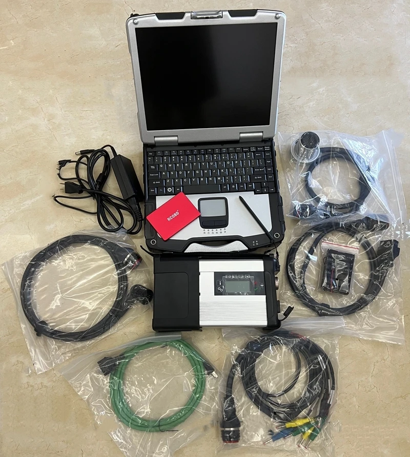 MB STAR C5 SD Compact Multiplexer and 5 Cables Wifi Connect Doip Protocol V09.2023 Software for Mercedes Cars in Laptop CF31 I5