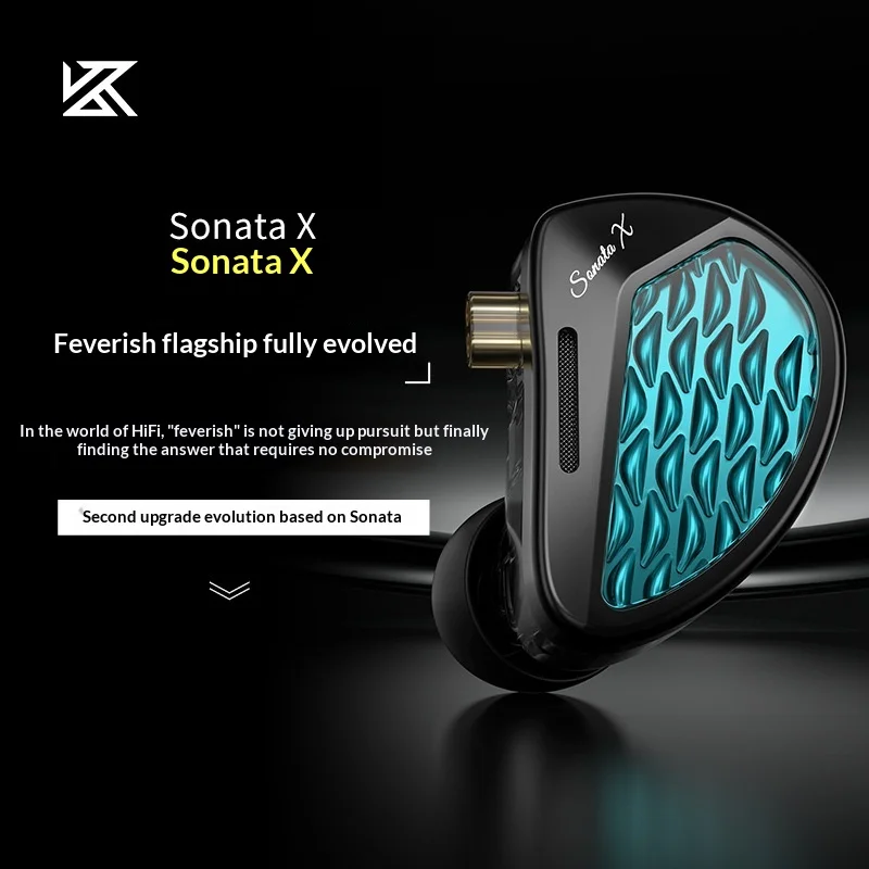 KZ Sonata X In-Ear Monitor Earphone Flagship HiFi Tunable Acoustic Structure 2nd Gen Bass Unit Wired Headphone for Audiophiles