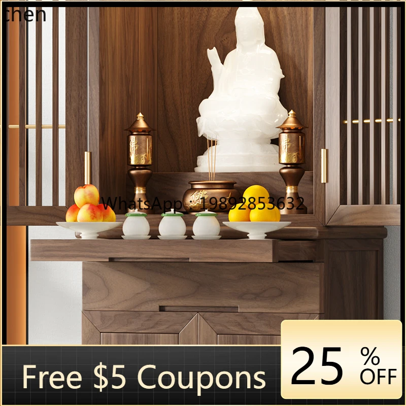 AB 無垢材神棚 ドア付き 仏壇 財神仏 家庭用 観音 新中式神棚キャビネット