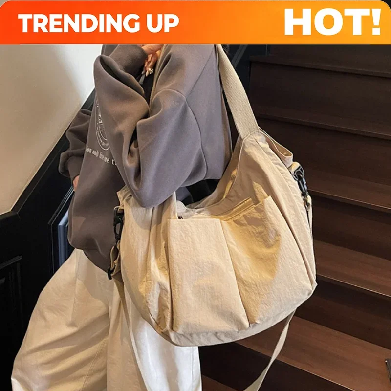 Summer New Large Capacity Crossbody Bag Nylon Fashionable Single Shoulder Handbag Women's Casual Tote Bag