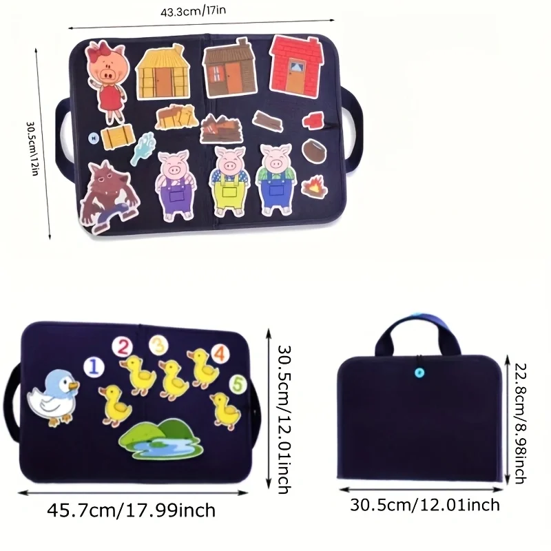 Story Board Set, Preschool Educational Storytelling Activity Toy with Duck, Monkey, Frog & Animal Felt Pieces for Classroom