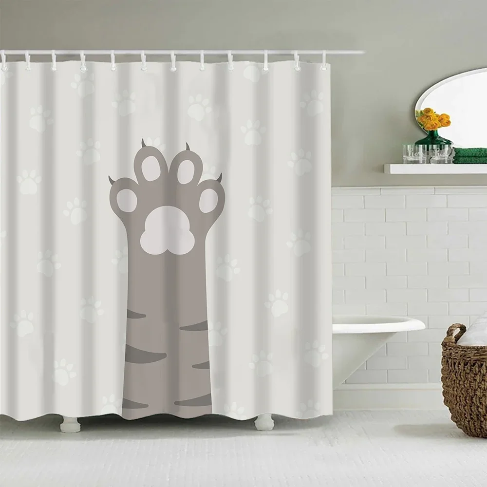 

Щенок кот милый мультфильм занавески для душа моющаяся ткань полиэстер для ванны искусство декор для ванной комнаты перегородка с крючками водонепроницаемая