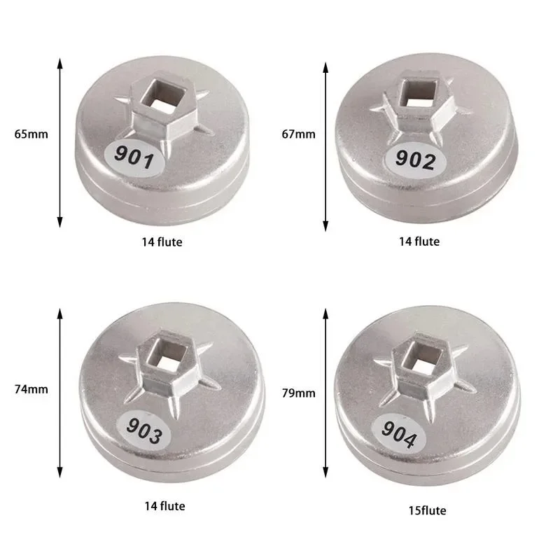 Oil Filter Wrench Cap Socket 901/902/903/904 Cap Socket Wrench Drive 65mm 67mm 74mm 79mm Oil Filter Wrench Auto Remover Tool
