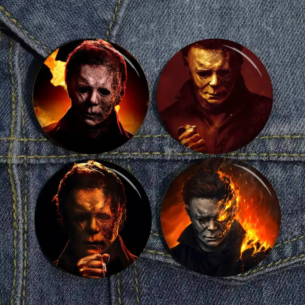 Halloween Kills Michael Myers Horror Floral Anime Brooches Cute Cartoon Badge Jacket Jeans Lapel Pin Gift Accessorie