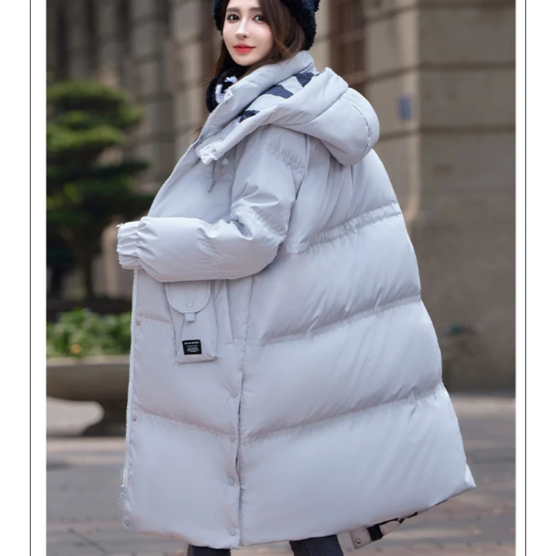 Checkered Down Jacket for Women, Thick Parkas, Warm Coat, Windproof, Long Coats, Female Fashion, Winter, New, 2024