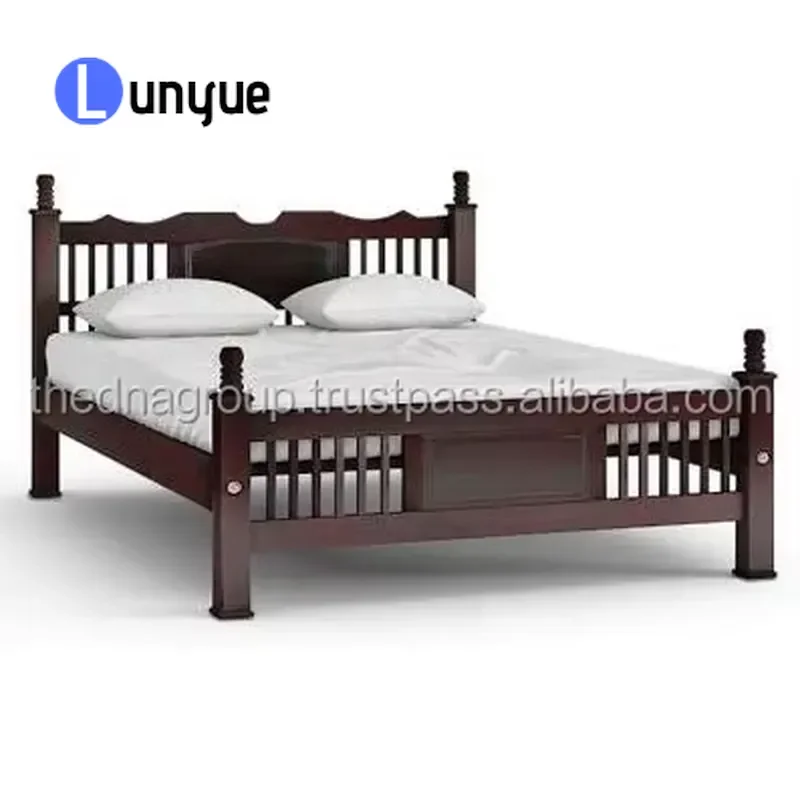 Indian Traditional Wooden Queen Bed Solid Wood Frame Classic Design Durable Bedroom Furniture Home Decor Comfortable Sleep