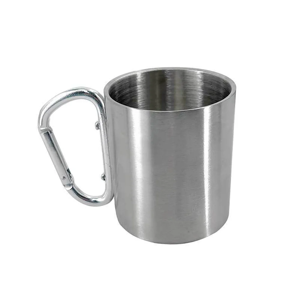 Outdoor-Camping-Reisebecher aus Edelstahl mit Karabinerhaken-Griff, Picknick-Wasserbecher, Outdoor-Reise-Wanderbecher, tragbarer Becher – Detail 7