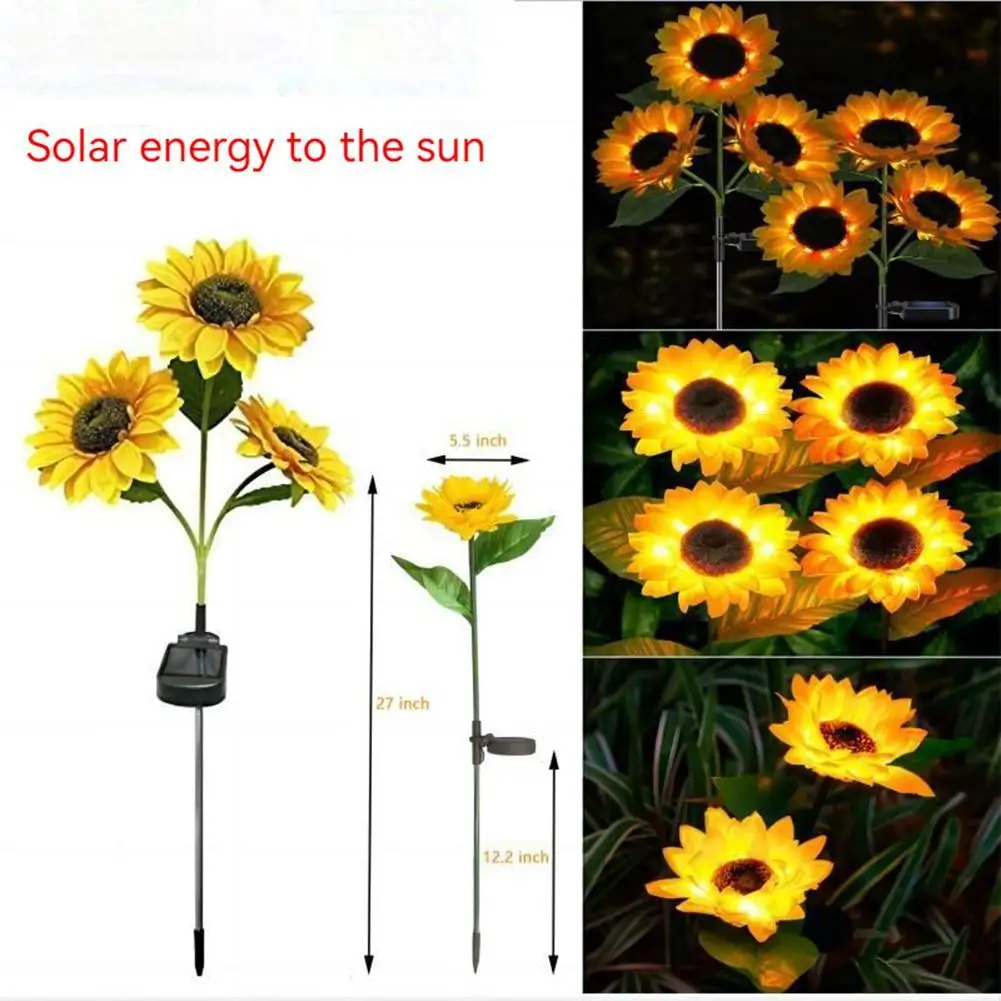 Atualizado Solar girassóis jardim luzes, ao ar livre, impermeável, IP65, luzes para jardim, pátio, decoração do gramado